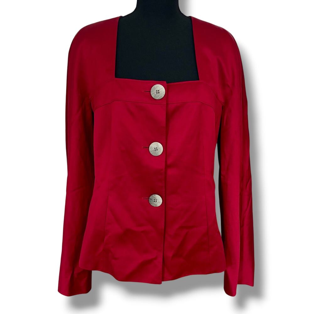 Lafayette 148 New York Size 14 Burgundy Red Blazer Jacket